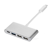 Хаб Type-C алюмінієвий, 2xUSB 2.0 + 1xUSB 3.0 + Type-C, White, Blister
