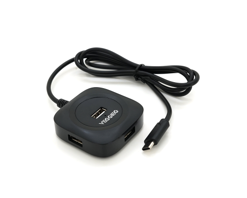 Хаб VEGGIEG V-C240 Type-C, 4 порти USB 2.0, 20 см, Black, Box