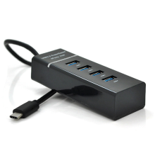Хаб Type-C, 4 порти USB 3.0, 20 см, Black, Blister