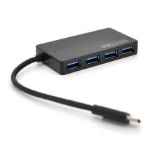 Хаб Type-C, 4 порти USB 3.0, до 5Gb/s, Black, Blister