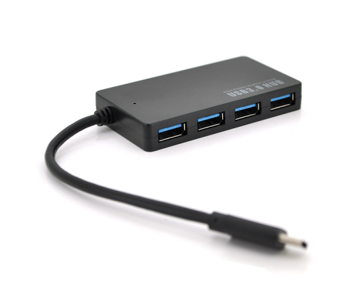 Хаб Type-C, 4 порти USB 3.0, до 5Gb/s, Black, Blister