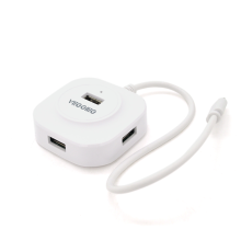 Хаб VEGGIEG V-C242 Type-C, 4 порти USB 2.0, 20 см, White, Box