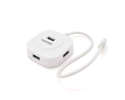 Хаб VEGGIEG V-C242 Type-C, 4 порти USB 2.0, 20 см, White, Box