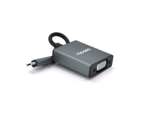 Хаб-конвертор VEGGIEG Type-C (тато) на VGA (мама), 10 см, Black, Box Хаб-конвертор VEGGIEG Type-C (тато) на VGA (мама), 10 см, Black, Box