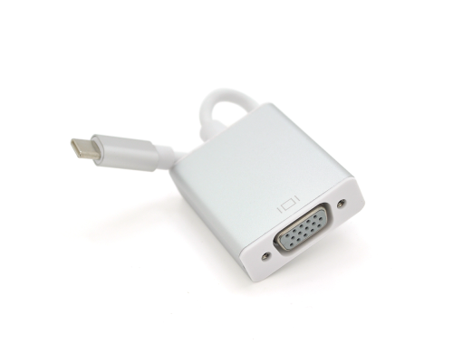 Конвертер Type-C (тато) на VGA (мама) 10cm, Silver, 4K / 2K Пакет