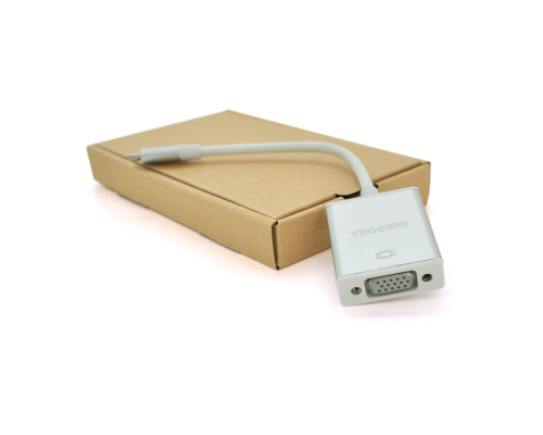 Хаб-конвертор VEGGIEG Type-C (тато) на VGA (мама), 10 см, Silver, Box