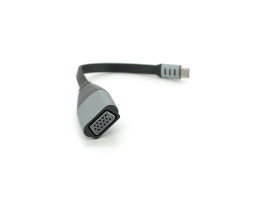 Конвертер Type-C (тато)/VGA(мама), 18cm, плоский, Black-gray