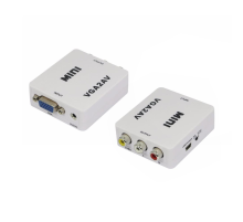 Конвертер Mini, VGA to AV, ВЫХОД 3RCA(мама) на ВХОД VGA(мама), 720P/1080P, White, BOX