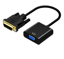 Конвертер DVI-D (24+1) (тато) на VGA (мама) 10cm, 4K/2K, Black, Пакет Q250