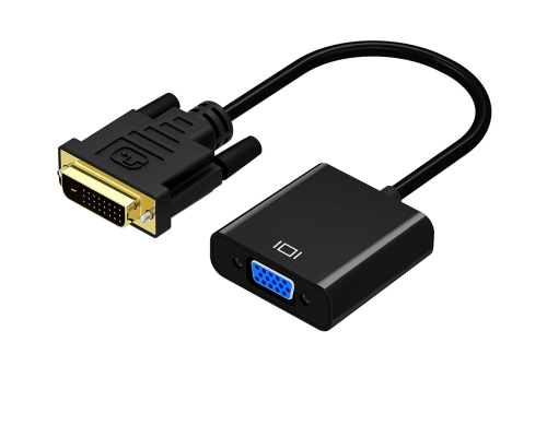 Конвертер DVI-D (24+1) (тато) на VGA (мама) 10cm, 4K/2K, Black, Пакет Q250