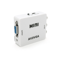 Конвертер Mini, AV to VGA, ВХІД 3RCA(мама) на ВИХІД VGA(мама), 720P/1080P, White, BOX
