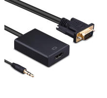 Конвертер VGA to HDTV Adapter + Audio, Black, Full HD 1080P, Blister
