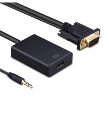 Конвертер VGA to HDTV Adapter + Audio, Black, Full HD 1080P, Blister
