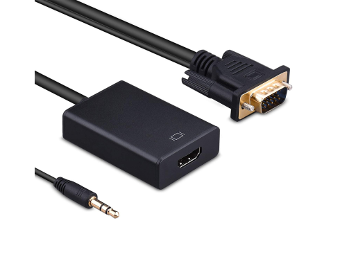Конвертер VGA to HDTV Adapter + Audio, Black, Full HD 1080P, Blister Конвертер VGA to HDTV Adapter + Audio, Black, Full HD 1080P, Blister