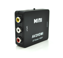 Конвертер Mini, AV to HDMI, ВХІД 3RCA(мама) на ВИХІД HDMI(мама), 720P/1080P, Black, BOX