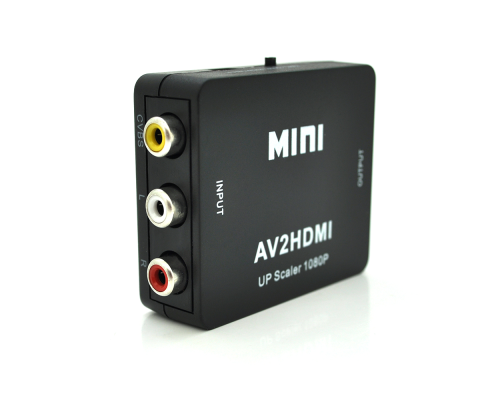 Конвертер Mini, AV to HDMI, ВХІД 3RCA(мама) на ВИХІД HDMI(мама), 720P/1080P, Black, BOX Конвертер Mini, AV to HDMI, ВХІД 3RCA(мама) на ВИХІД HDMI(мама), 720P/1080P, Black, BOX