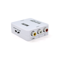 Конвертер Mini, AV to HDMI, ВХІД 3RCA(мама) на ВИХІД HDMI(мама), 720P/1080P, White, BOX