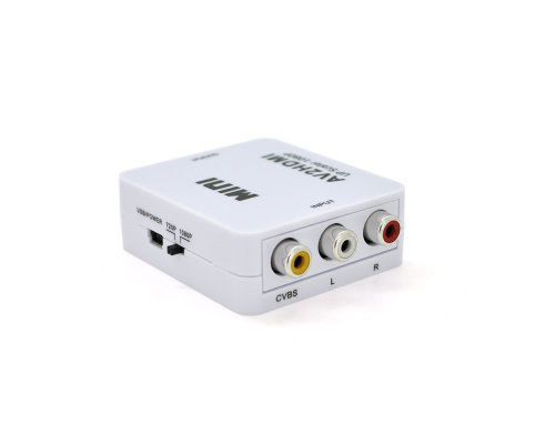 Конвертер Mini, AV to HDMI, ВХІД 3RCA(мама) на ВИХІД HDMI(мама), 720P/1080P, White, BOX