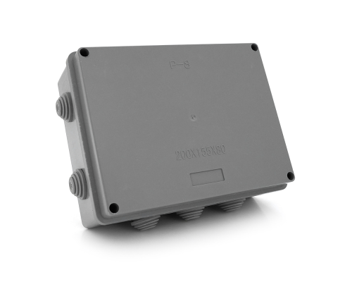 Коробка розподільна зовнішня PIPO Р80 200х155х80мм; IP54; пластик; (РР) 10 гермовводів; сіра; Q18