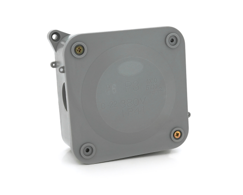 Коробка розподільна зовнішня PIPO Р30 110х110х60мм; IP54; пластик; (РР) 4 гермовводи; сіра; Q50