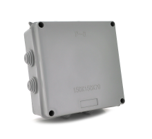 Коробка розподільна зовнішня PIPO Premium Р50 150х150х70мм; IP55; пластик; (РР) 8 гермовводів; сіра; Q18