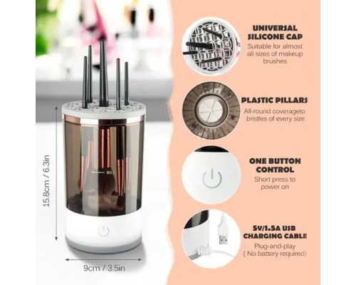 Портативний автоматичний очисник пензлів для макіяжу Makeup Brush Cleaner USB Білий RD-1805 Портативний автоматичний очисник пензлів для макіяжу Makeup Brush Cleaner USB Білий RD-1805