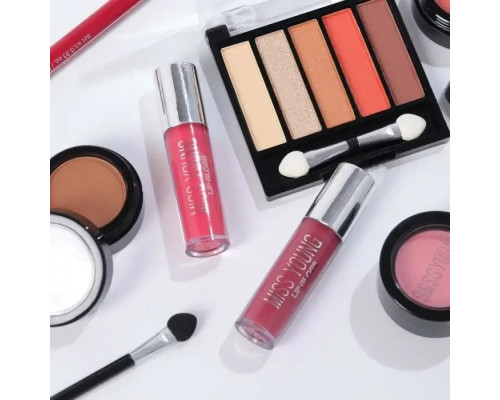 Набір декоративної косметики в алюмінієвому кейсі з дзеркалом Makeup set MC1488 Сріблястий