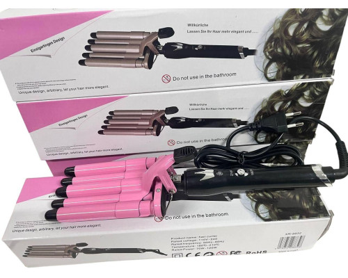Плойка на п'ять хвиль Hair Curler з керамічним покриттям KR-8832 Рожевий Плойка на п'ять хвиль Hair Curler з керамічним покриттям KR-8832 Рожевий
