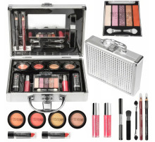 Набор декоративной косметики в алюминиевом кейсе с зеркалом Makeup set MC1488 Серебристый