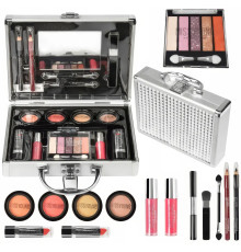 Набір декоративної косметики в алюмінієвому кейсі з дзеркалом Makeup set MC1488 Сріблястий