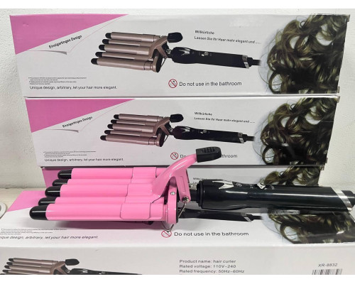 Плойка на п'ять хвиль Hair Curler з керамічним покриттям KR-8832 Рожевий Плойка на п'ять хвиль Hair Curler з керамічним покриттям KR-8832 Рожевий