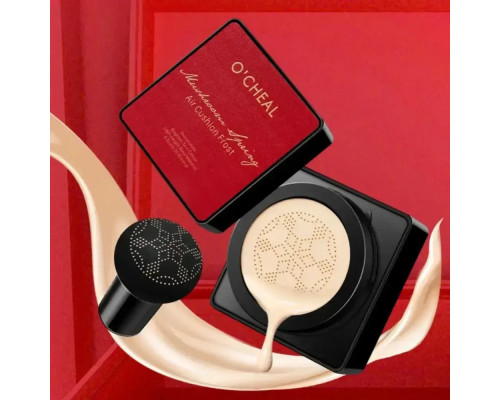 Кушон для обличчя + спонжик Beauty Linasi Red O'CHEAL, Натуральний відтінок/Тональний крем/ Крем пудра