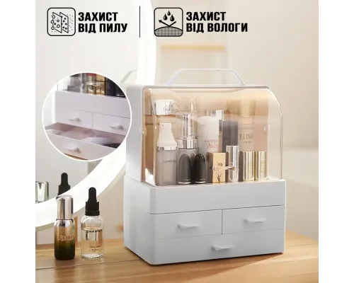 Пластиковий настільний органайзер для косметики з висувними шухлядами Cosmetic Storage Box 22х13.5х25.5 см Пластиковий настільний органайзер для косметики з висувними шухлядами Cosmetic Storage Box 22х13.5х25.5 см