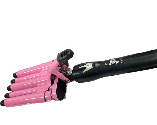 Плойка на п'ять хвиль Hair Curler з керамічним покриттям KR-8832 Рожевий Плойка на п'ять хвиль Hair Curler з керамічним покриттям KR-8832 Рожевий