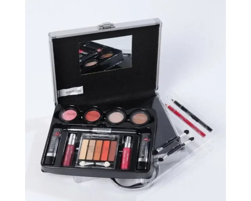 Набір декоративної косметики в алюмінієвому кейсі з дзеркалом Makeup set MC1488 Сріблястий