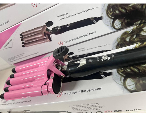 Плойка на п'ять хвиль Hair Curler з керамічним покриттям KR-8832 Рожевий Плойка на п'ять хвиль Hair Curler з керамічним покриттям KR-8832 Рожевий