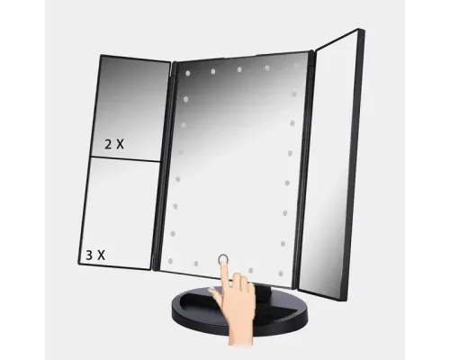 Дзеркало потрійне для макіяжу з LED-підсвіткою Magic Makeup Mirror, 22 лампи, косметичне дзеркало