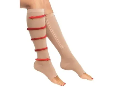Компрессионные гольфы на молнии Zip Sox уменьшение отечности ног бежевый S/M Компрессионные гольфы на молнии Zip Sox уменьшение отечности ног бежевый S/M