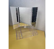 Тройное зеркало с LED подсветкой и подставкой для косметики, органайзер для косметики