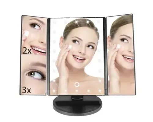 Дзеркало потрійне для макіяжу з LED-підсвіткою Magic Makeup Mirror, 22 лампи, косметичне дзеркало