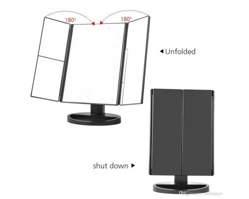Дзеркало потрійне для макіяжу з LED-підсвіткою Magic Makeup Mirror, 22 лампи, косметичне дзеркало