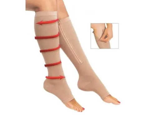 Компрессионные гольфы для фиксации лодыжек Zip Sox, бежевый l/xl