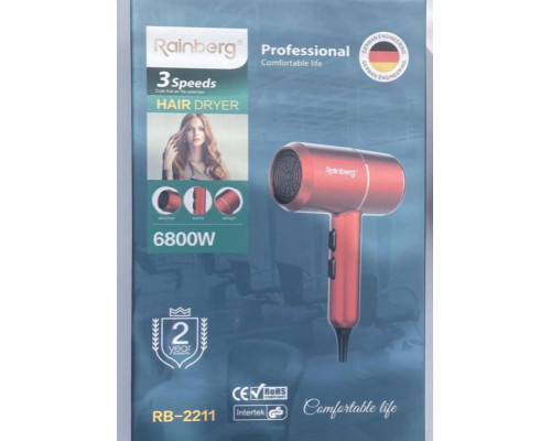 Фен для укладки волос Rainberg RB-2211 6800 W Красный Фен для укладки волос Rainberg RB-2211 6800 W Красный