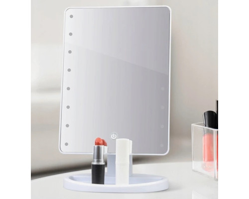 Настільне Дзеркало з підсвіткою Large 16LED Mirror для макіяжу Білий Настільне Дзеркало з підсвіткою Large 16LED Mirror для макіяжу Білий