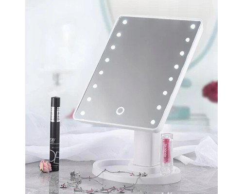 Настільне Дзеркало з підсвіткою Large 16LED Mirror для макіяжу Білий Настільне Дзеркало з підсвіткою Large 16LED Mirror для макіяжу Білий