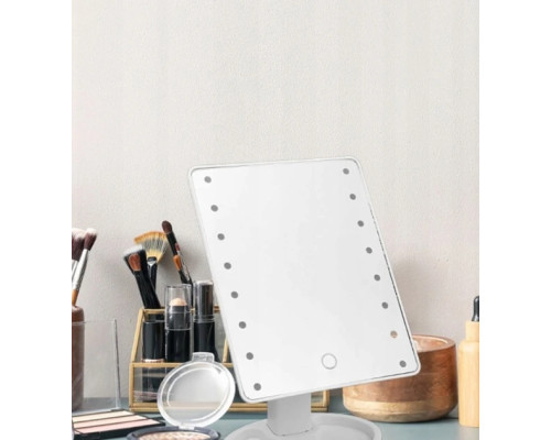 Настільне Дзеркало з підсвіткою Large 16LED Mirror для макіяжу Білий Настільне Дзеркало з підсвіткою Large 16LED Mirror для макіяжу Білий