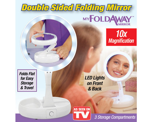 Складане дзеркало для макіяжу з Led-підсвіткою My Fold Away Mirror Складане дзеркало для макіяжу з Led-підсвіткою My Fold Away Mirror