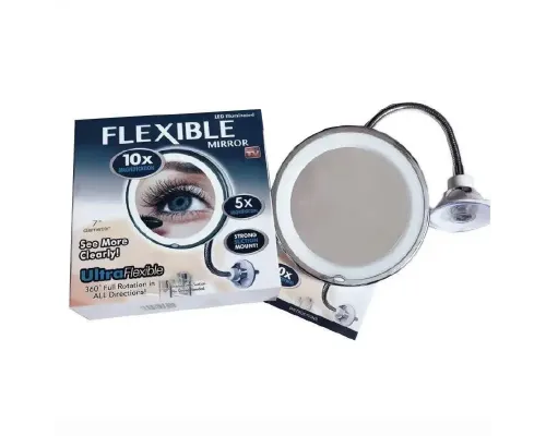 Дзеркало з LED-підсвіткою ULTRA FLEXIBLE MIRROR зі збільшенням 5X. Гнучке дзеркало для макіяжу