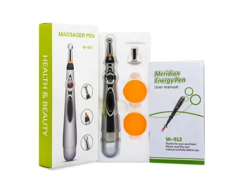 Масажер для тіла електричний ручний (масажна ручка) 3в1 Massager Pen W-912 на батарейках Сріблястий