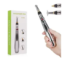 Массажер для тела электрический ручной (массажная ручка) 3в1 Massager Pen W-912 на батарейках Серебристый